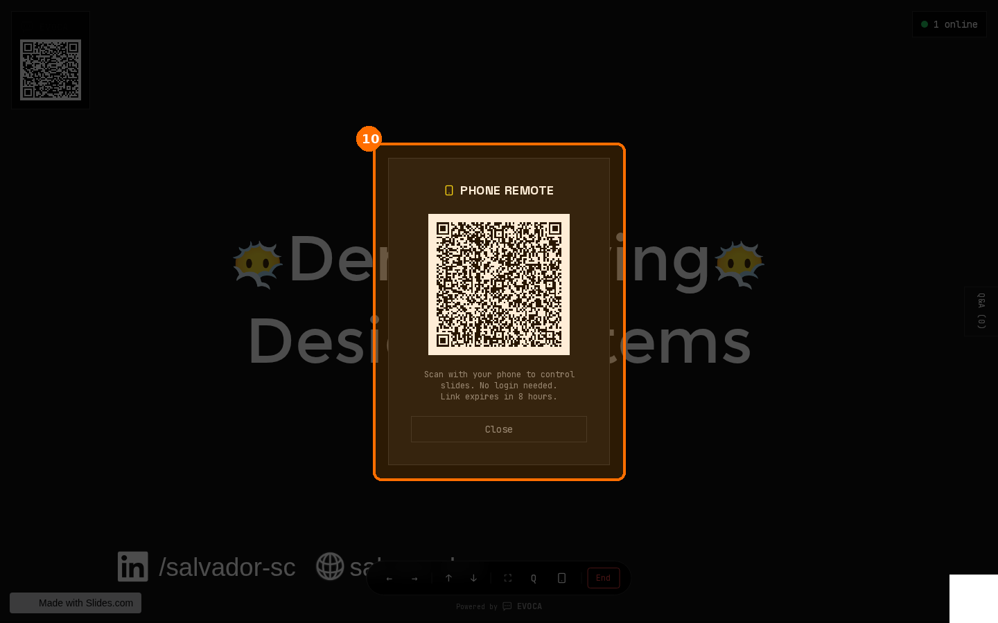 Phone remote modal with QR code to scan