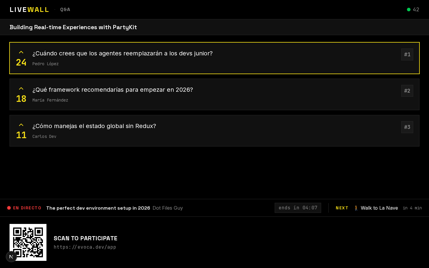 Live Q&A wall during a conference session
